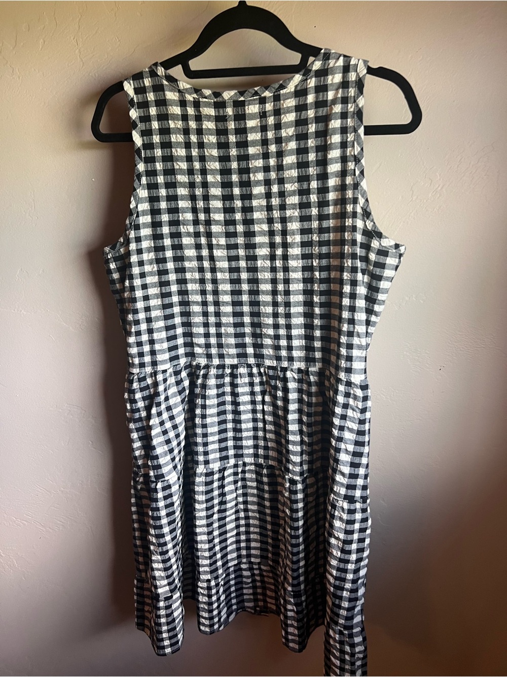 Toad&Co Black and White Gingham Tiered Mini Dress organic cotton - Picture 4 of 7